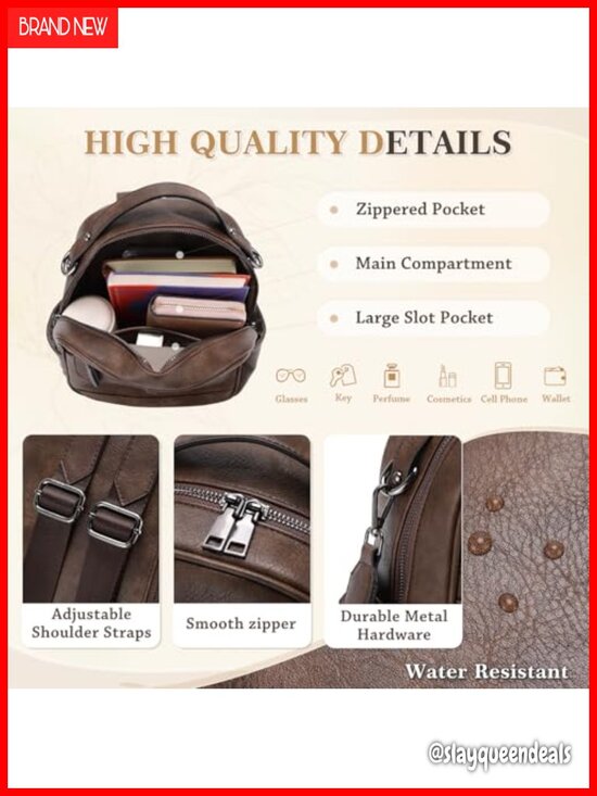 Vegan Leather Mini Backpack for Women with Detachable Tassels, Convertible main image 4